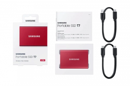 Портативный SSD USB 3.2 T7 2TB MU-PC2T0H (Красный) фото в интернет-магазине gdrone.ru