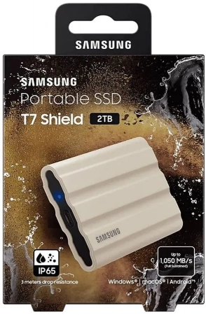 Портативный SSD Samsung T7 Shield 2TB MU-PE2TO (Серый) фото в интернет-магазине gdrone.ru