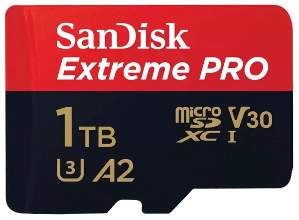 Карта памяти SANDISK Extreme Pro 1Tb micro SDXC UHS-I U3 V30 A2 + ADP (200/140 MB/s) SDSQXCD-1T00-GN6MA фото в интернет-магазине gdrone.ru