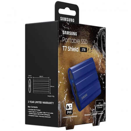 Портативный SSD Samsung T7 Shield 2TB MU-PE2TO (Синий) фото в интернет-магазине gdrone.ru