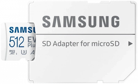 Карта памяти Samsung microSDXC 512 ГБ Class 10, V30, A2, UHS-I U3, R 130 МБ/с, адаптер на SD фото в интернет-магазине gdrone.ru