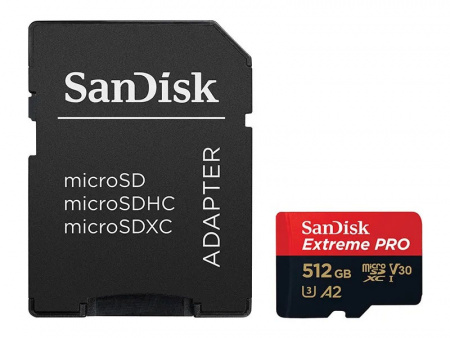 Карта памяти 512Gb SanDisk Extreme Pro microSDXC Class 10 UHS-I U3 V30 A2 фото в интернет-магазине gdrone.ru