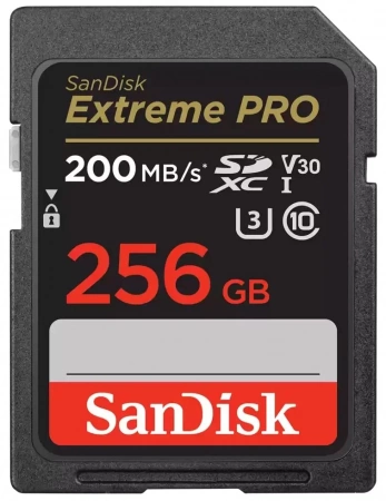 Карта памяти SanDisk SDXC 256GB Extreme Pro UHS-I V30 U3 200/140 MB/s фото в интернет-магазине gdrone.ru
