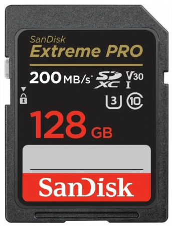 Карта памяти SanDisk SDXC 128 ГБ Class 10, V30, UHS-I U3, 1 шт., черный фото в интернет-магазине gdrone.ru
