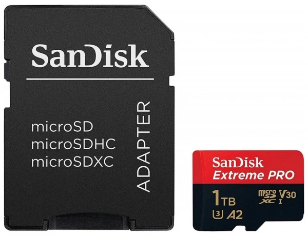 Карта памяти SANDISK Extreme Pro 1Tb micro SDXC UHS-I U3 V30 A2 + ADP (200/140 MB/s) SDSQXCD-1T00-GN6MA фото в интернет-магазине gdrone.ru