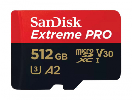 Карта памяти 512Gb SanDisk Extreme Pro microSDXC Class 10 UHS-I U3 V30 A2 фото в интернет-магазине gdrone.ru