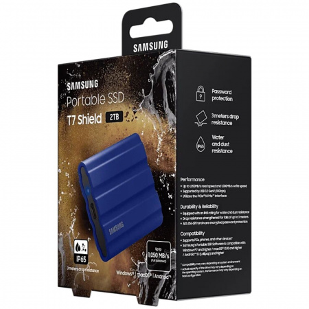 Портативный SSD Samsung T7 Shield 2TB MU-PE2TO (Синий) фото в интернет-магазине gdrone.ru